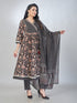 Amchoor Black Cotton Floral Kurta Sets For Womens