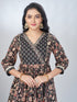 Amchoor Black Cotton Floral Kurta Sets For Womens