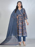 Amchoor Blue Cotton Floral Kurta Sets For Womens