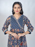 Amchoor Blue Cotton Floral Kurta Sets For Womens