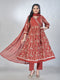 Amchoor Maroon Cotton Floral Kurta Sets For Womens