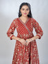 Amchoor Maroon Cotton Floral Kurta Sets For Womens