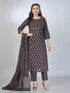 Amchoor Black Cotton Floral Kurta Sets For Womens