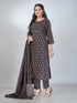 Amchoor Black Cotton Floral Kurta Sets For Womens