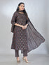 Amchoor Black Cotton Floral Kurta Sets For Womens