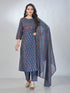 Amchoor Blue Cotton Floral Kurta Sets For Womens
