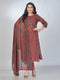 Amchoor Maroon Cotton Floral Kurta Sets For Womens