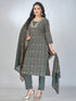 Amchoor Green Cotton Floral Kurta Sets For Womens