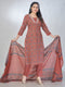 Amchoor Maroon Cotton Floral Kurta Sets For Womens