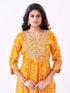 Amchoor Mustard Russian Silk Bandhani Kurti Set for Womens