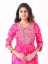 Amchoor Fuchsia Russian Silk Bandhani Kurti Set for Womens