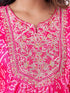 Amchoor Fuchsia Russian Silk Bandhani Kurti Set for Womens