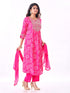 Amchoor Fuchsia Russian Silk Bandhani Kurti Set for Womens