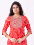 Amchoor Red Russian Silk Bandhani Kurti Set for Womens
