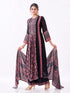 Amchoor Black Georgette Floral Kurti Set for Womens