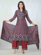 Amchoor Maroon Dola Silk Digital Prints Kurta Sets For Womens