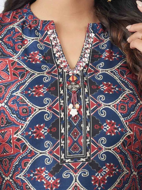 Amchoor Maroon Dola Silk Digital Prints Kurta Sets For Womens