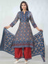 Amchoor Blue Dola Silk Digital Prints Kurta Sets For Womens