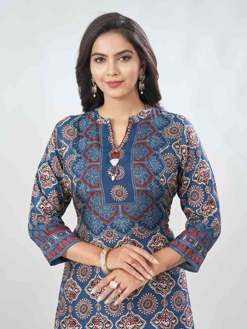 Amchoor Blue Dola Silk Digital Prints Kurta Sets For Womens