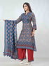 Amchoor Blue Dola Silk Digital Prints Kurta Sets For Womens