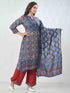 Amchoor Blue Dola Silk Digital Prints Kurta Sets For Womens