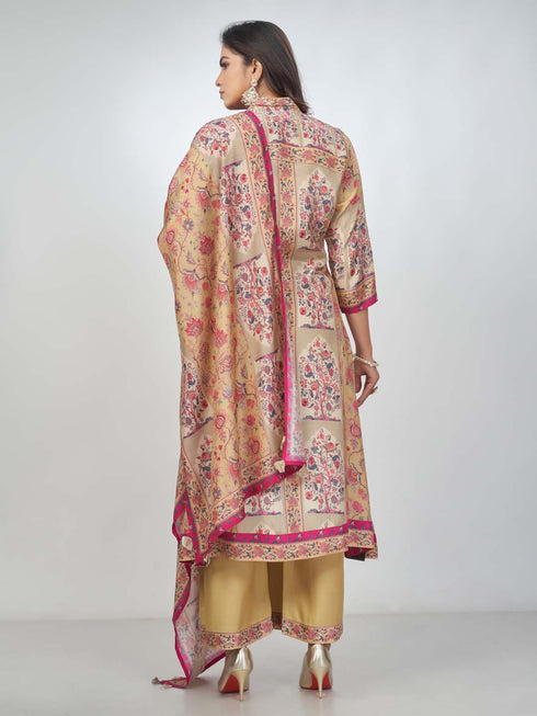 Amchoor Yellow Muslin Digital Prints Kurta Sets for Womens