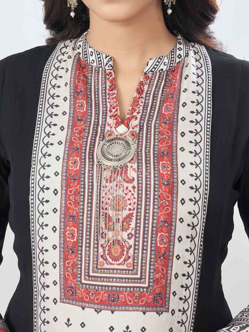 Amchoor Black Georgette Digital Prints Kurta Sets For Womens