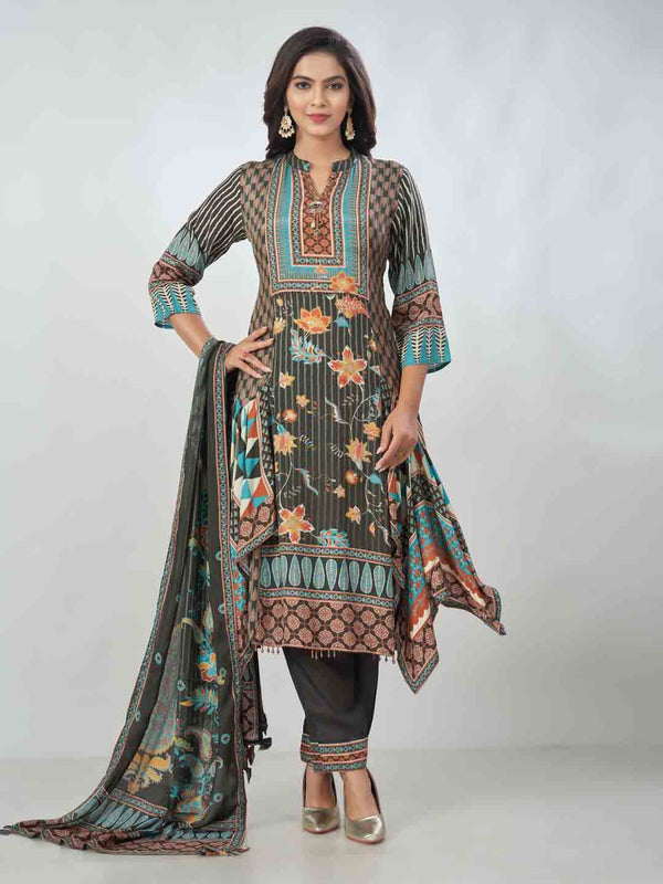 Amchoor Black Viscose Silk Digital Prints Kurta Sets For Womens