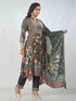 Amchoor Black Viscose Silk Digital Prints Kurta Sets For Womens