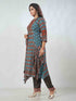 Amchoor Blue Viscose Silk Digital Prints Kurta Sets For Womens