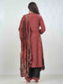 Amchoor Maroon Viscose Silk Digital Prints Kurta Sets For Womens