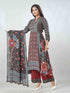 Amchoor Black Viscose Silk Digital Prints Kurta Sets For Womens