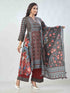 Amchoor Black Viscose Silk Digital Prints Kurta Sets For Womens