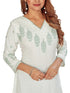 Amchoor White Solid Printed Rayon Kurti for Women's (Green)