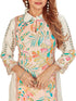 Amchoor Cream Linen Floral Print Kurti Pant for Women's