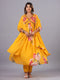 Mustard Digital Print Alia Cut Embroidered Kurti Set