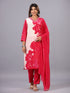 Pink Bandhani Print Mirror Work Kurti Set
