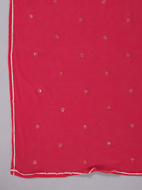 Pink Bandhani Print Mirror Work Kurti Set