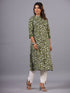 Green Floral Print Princess Cut Kurti