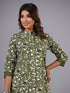 Green Floral Print Princess Cut Kurti