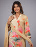 Cream Digital Print Mirror Work Kurti Set