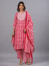 Magenta Jaipuri Print Embroidered Kurti Set