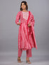 Magenta Jaipuri Print Embroidered Kurti Set
