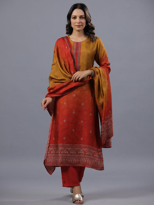 Mustard Ombre Kurti Set