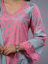 Pink Botanical Print Kurti Set