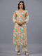 Cream Floral Print Kurti Set
