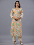 Cream Floral Print Kurti Set
