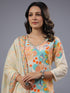Cream Floral Print Kurti Set