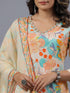 Cream Floral Print Kurti Set