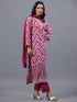 Green Cotton Floral Print Embroidered Kurti Set